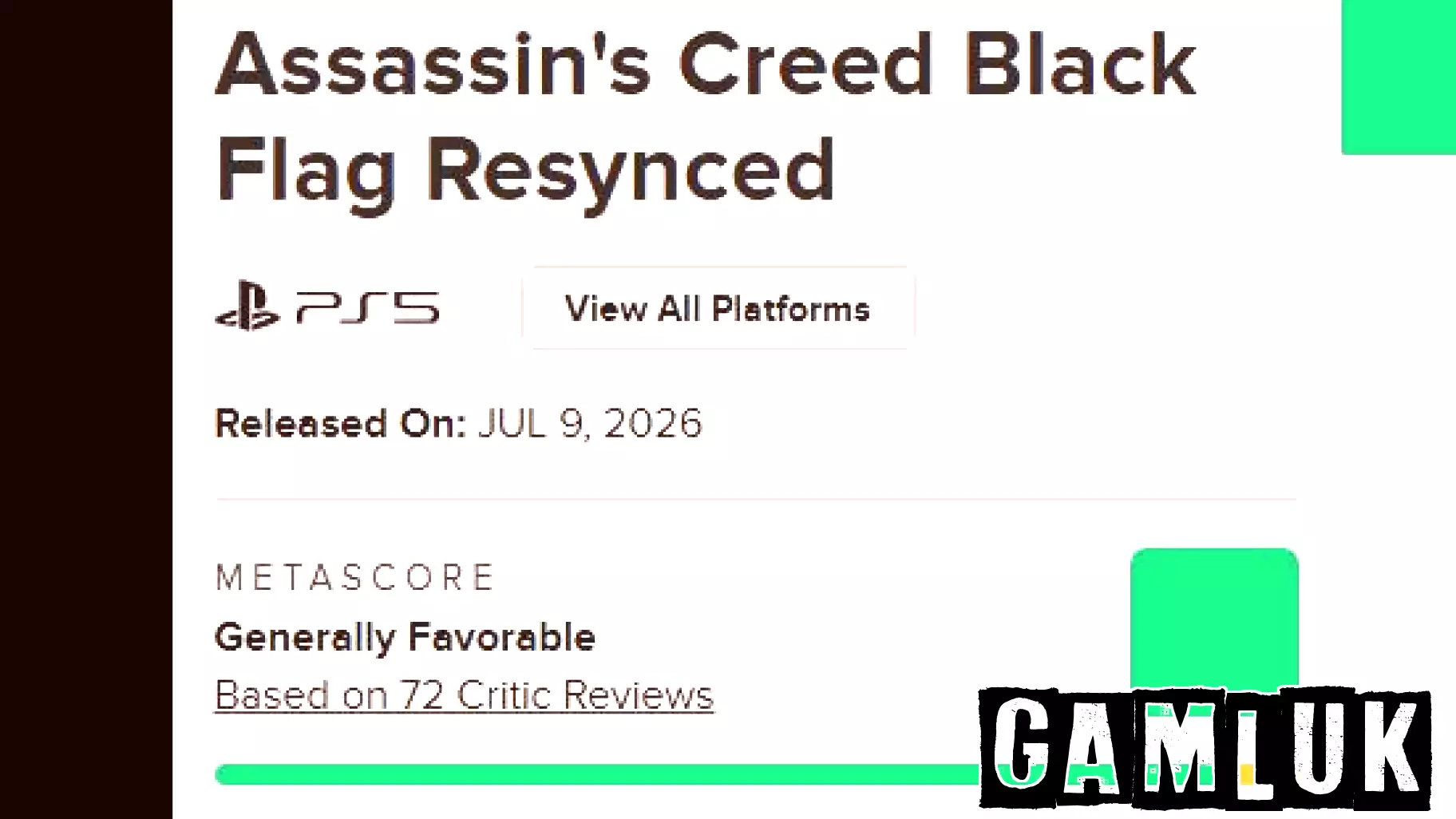The ‘Assassin’s Creed Black Flag Resynced’ Metacritic Review Score Is In