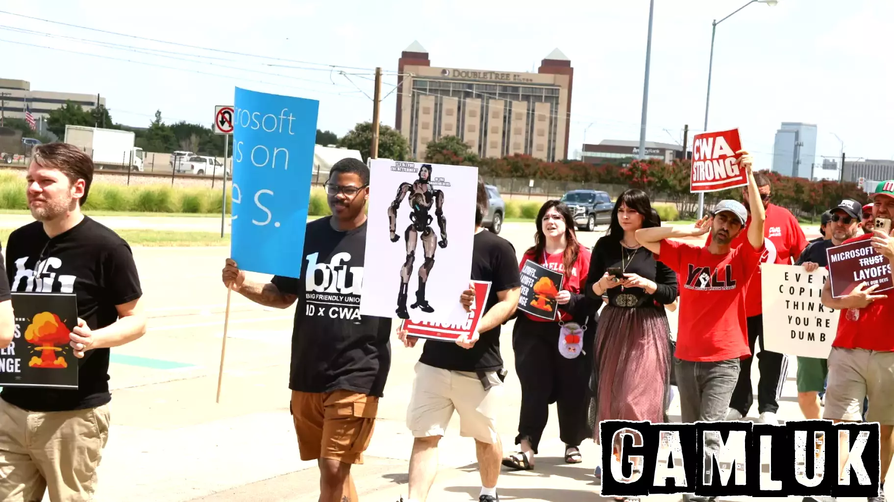 Union workers rally against Xbox layoffs, fight for protections at Richardson protest